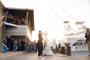 Bride and Groom dancing at the Hatteras Marlin Club.